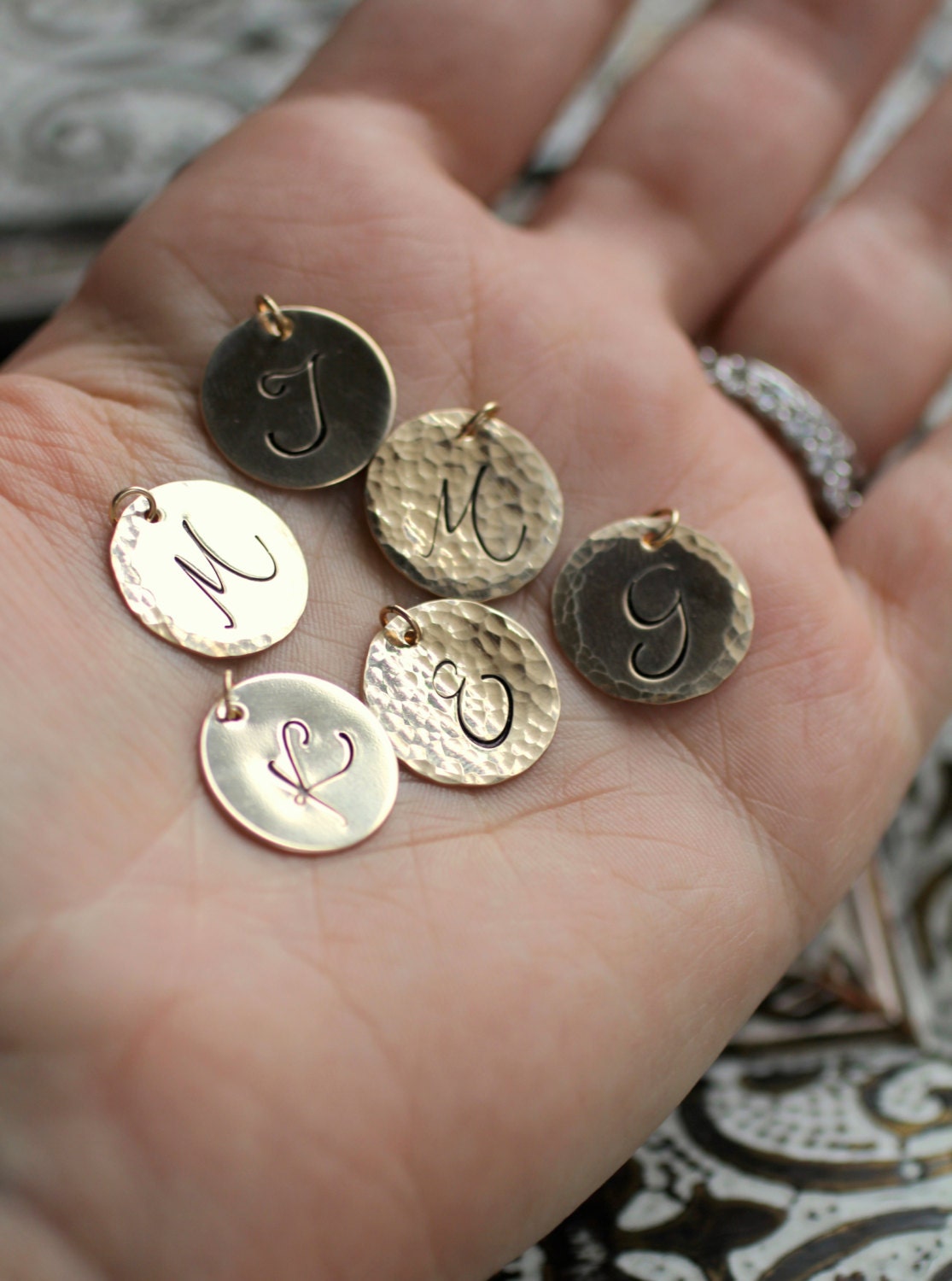 Gold Initial Pendant Large Font Cursive Script Letter Add