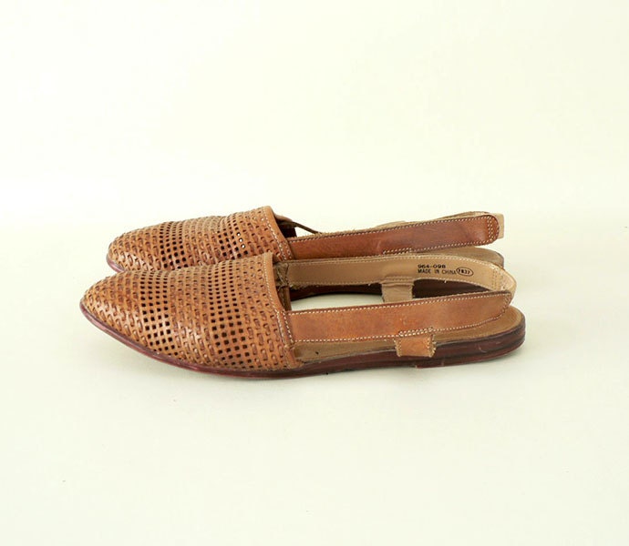 Women's Tan Leather Huarache Sandals Size 7M