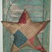 Primitive Star Door Hanger made from Antique Quilt Top - American Folk Art