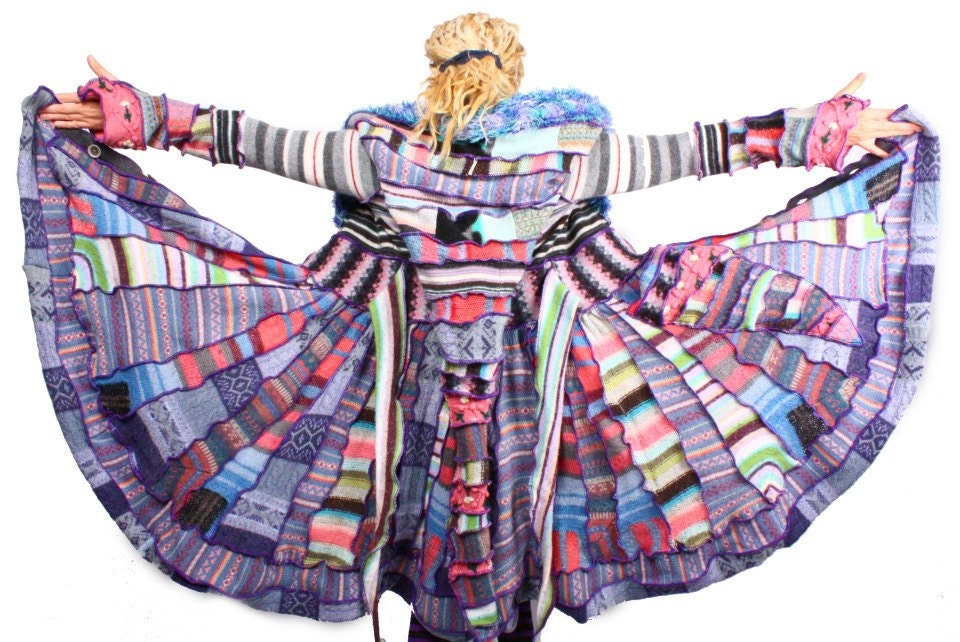 Recycled Sweater -Jumper - Psychedelic Patchwork CIrcus Coat TUTORIAL by Katwise
