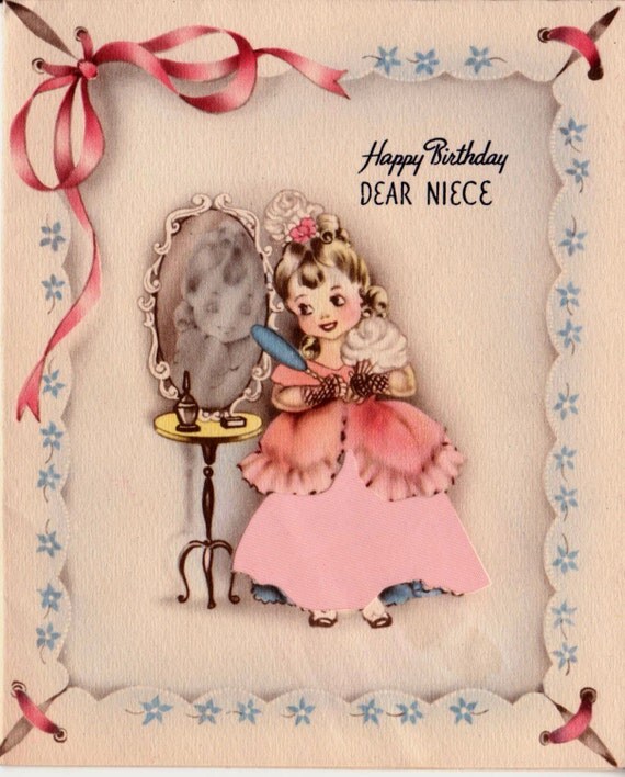 Vintage Happy Birthday Dear Niece Greetings Card B2