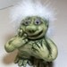 My Green Troll is shy. Polymer clay figurine.