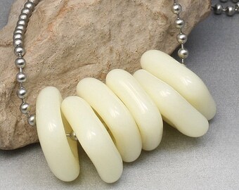 Pate de Verre Fused Glass Beads Necklace - Creamsicles
