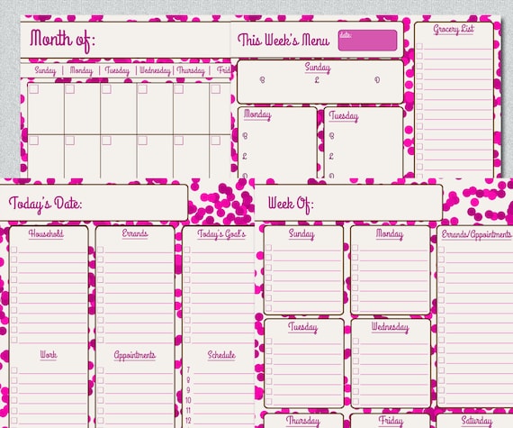 Items Similar To Printable Planner Set Of 4 Daily Weekly