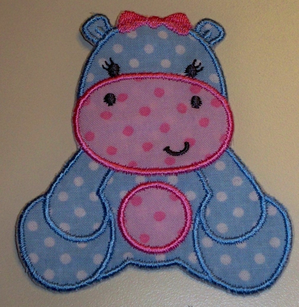 Baby Hippo applique iron on or sew on patch in blue and pink from UniqueEmbroideries4U on Etsy Baby Hippo applique iron on or sew on patch in blue and pink from UniqueEmbroideries4U on Etsy