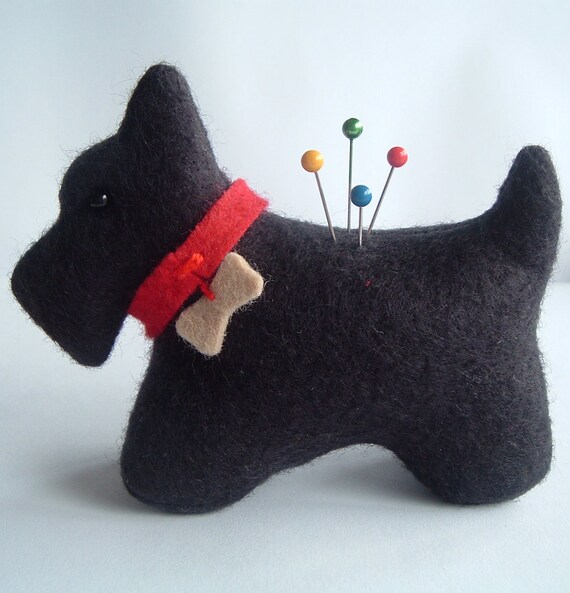 Scotty+Dog+Felt+Pattern Wool Felt Scottie Scotty Dog PinCushion with by BluebirdMountain