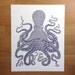 Octopus- Hand-Pressed Letterpress Artprint