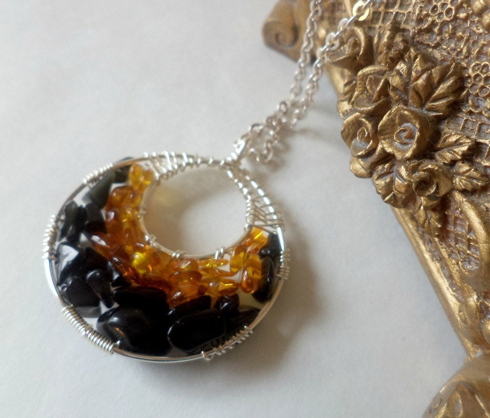 Queen Bee Wire Wrapped Necklace by flightfancy on Etsy