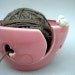 Heart Bunnies Yarn Bowl, Knitting Bowl - Carnation Pink - Handmade Stoneware Pottery