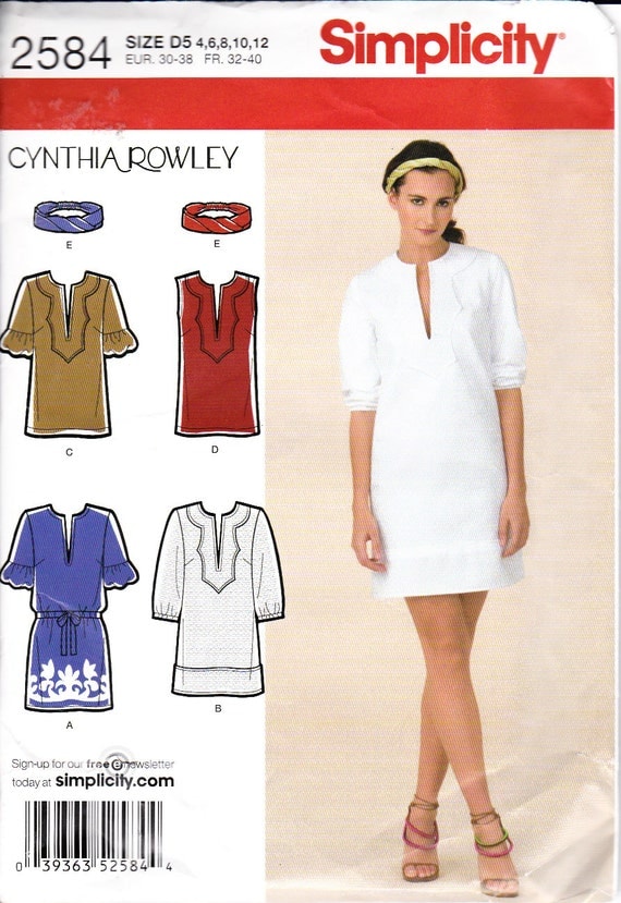 Cynthia Rowley dress or tunic pattern - Simplicity 2594