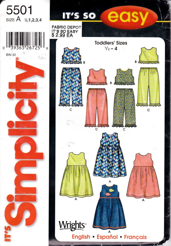 Simplicity 5501 Its So Easy Sewing Pattern Toddler Baby Girls