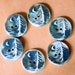 6 Handmade Ceramic Buttons - Moon over Cedars Buttons in Denim Blue Stoneware