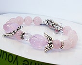Angel Bracelet - Rose Quartz Bracelet  Chakra Bracelet  Pink Bracelet Sun Catchers  Pink Breast Cancer Awarness - B2013-12
