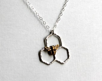 Mini Sterling Silver Honeycomb Necklace by Rachel Pfeffer
