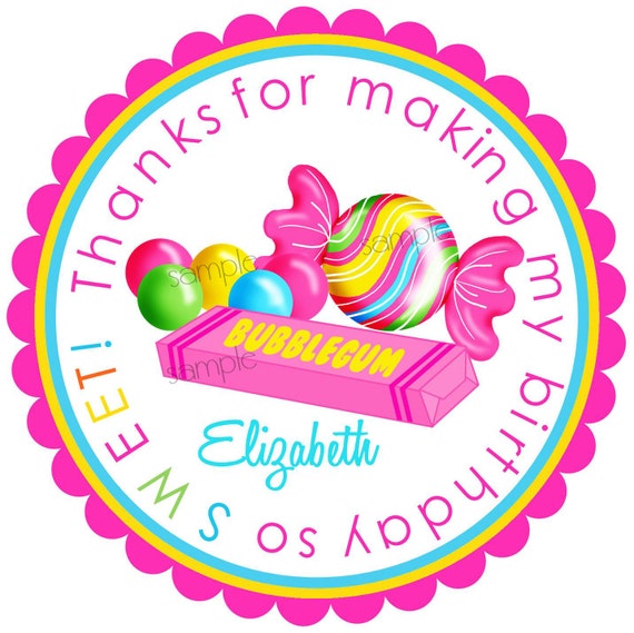 Candy Stickers, Sweet Candies, Sweet shop, Birthday party, Candy, Bubblegum,, gumballs,Birthday, Children, Labels, favor, Il_570xn