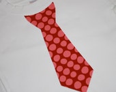 Boys Valentines Day Appliqued Tie Shirt - Red Pink Polka Dots - sizes 0-3 months to size 10