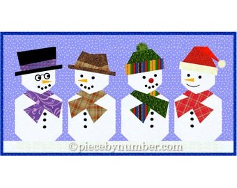 Paper pieced Snowman quilt block pattern, foundation piecing PDF quilt pattern, holiday patterns, Christmas patterns, snowman quilt patterns