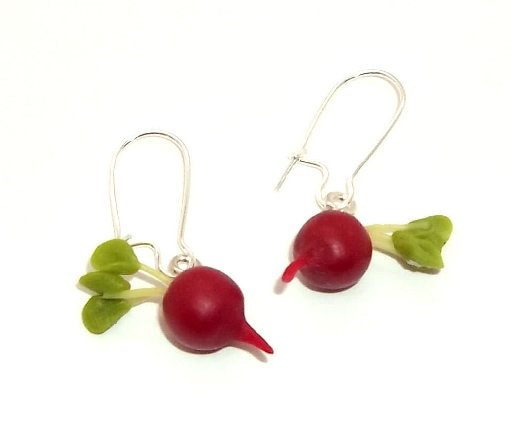 2nd quality .. RED Radish Earrings .. delicate by WeepingGrove