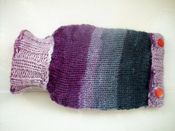 Mini hot water bottle hand knitted knit cozy by SpinningStreak