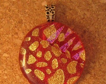 Red Dichroic Pendant - Fused Glass Pendant - Dichroic Jewelry - Fused Glass Jewelry - Glass Pendant
