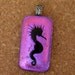 Etched Seahorse, Hot Pink Dichroic Fused Glass Pendant, Fused Glass Jewelry