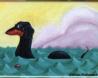 Dachshund dach-ness monster dog art magnet