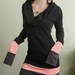 cowl tunic dress extra long sleeves Black/Peach/Cement