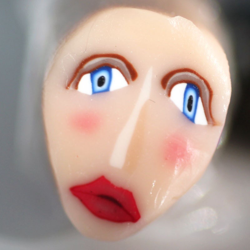 Face Cane Blue Eyed Girl Polymer Clay Face Raw Unbaked