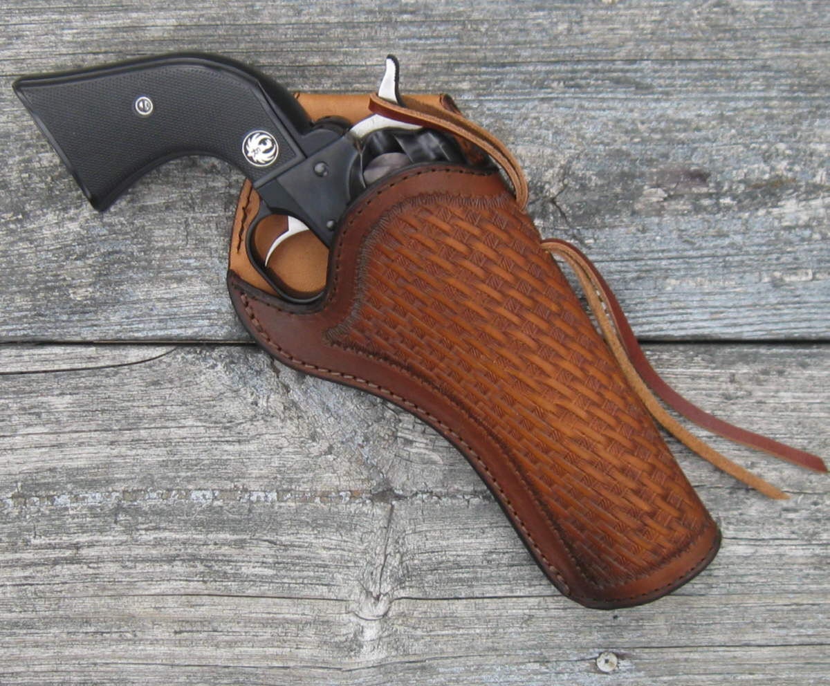 Cross Draw Holster Ruger Single Six 22/ Basketweave Stamped