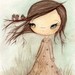 Tree Print Girl Bird Nature Wall Art---Birds In My Tree 5 x 7