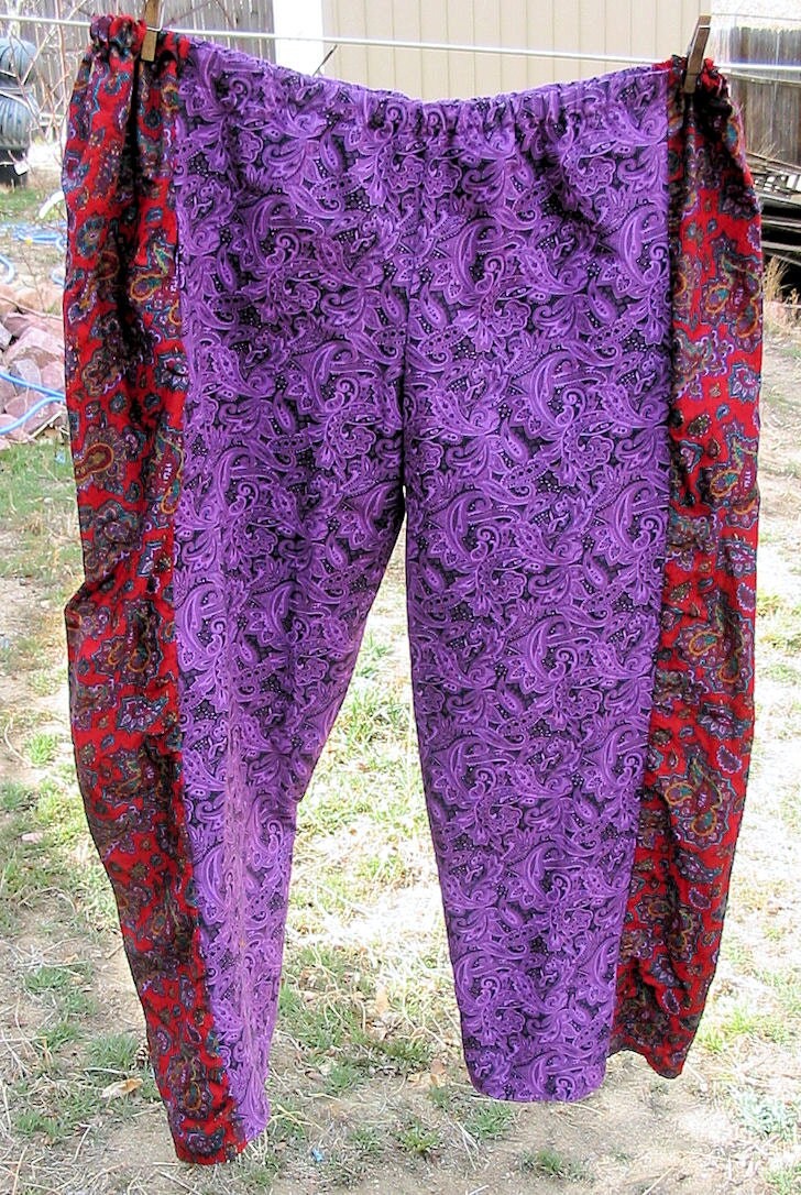 Purple and Red Paisley Pants Plus Sized Tribal Belly Dance