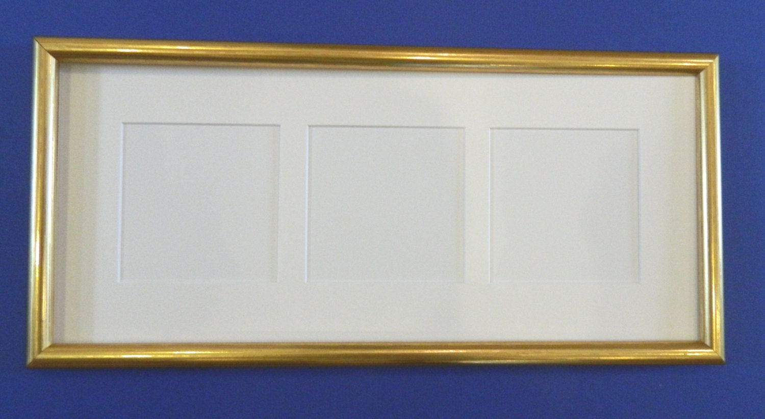 Gold Wood Collage Frame white mat with 3Openings 4 x