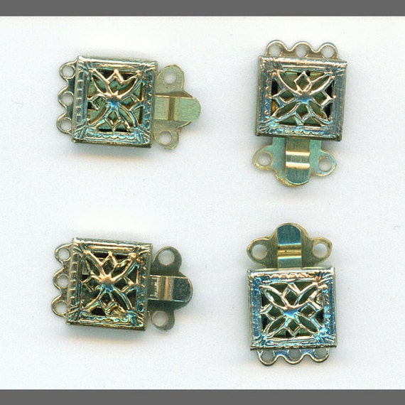 Box clasp 3 strand box clasp 6 silver box clasps