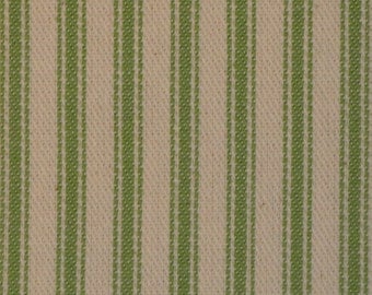 Ticking Material | Stripe Fabric | Vintage Look Ticking | Pillow Ticking | Vintage Inspired Ticking | Apple Green 1 Yard
