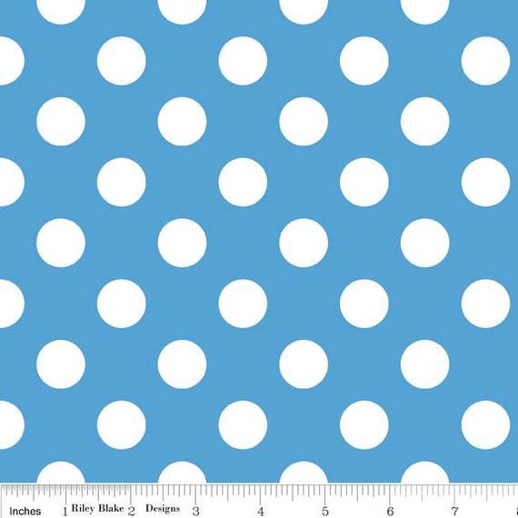 Riley Blake Medium Blue Dot Flannel Fabric 1 yard by Ahmelie