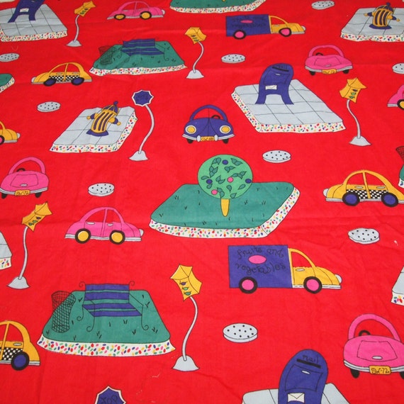 vintage 80s novelty print fabric featuring fun by vintagevice