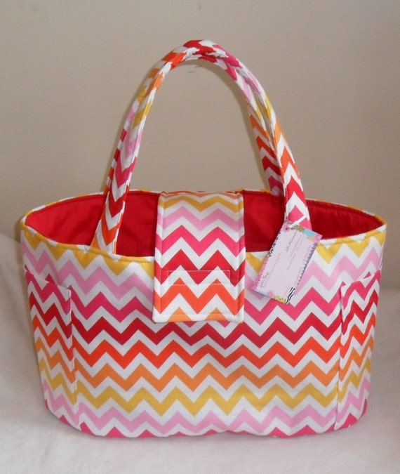 Large Kaufman Garden Remix Chevron Diaper Bag Tote CHOICE OF INTERIOR