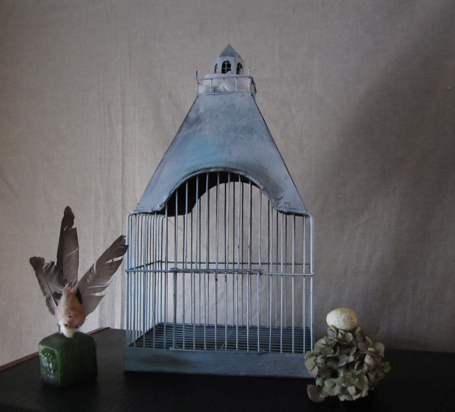 Turquoise BirdCage Wire Bird Cage Wedding Decor by Shabbylull