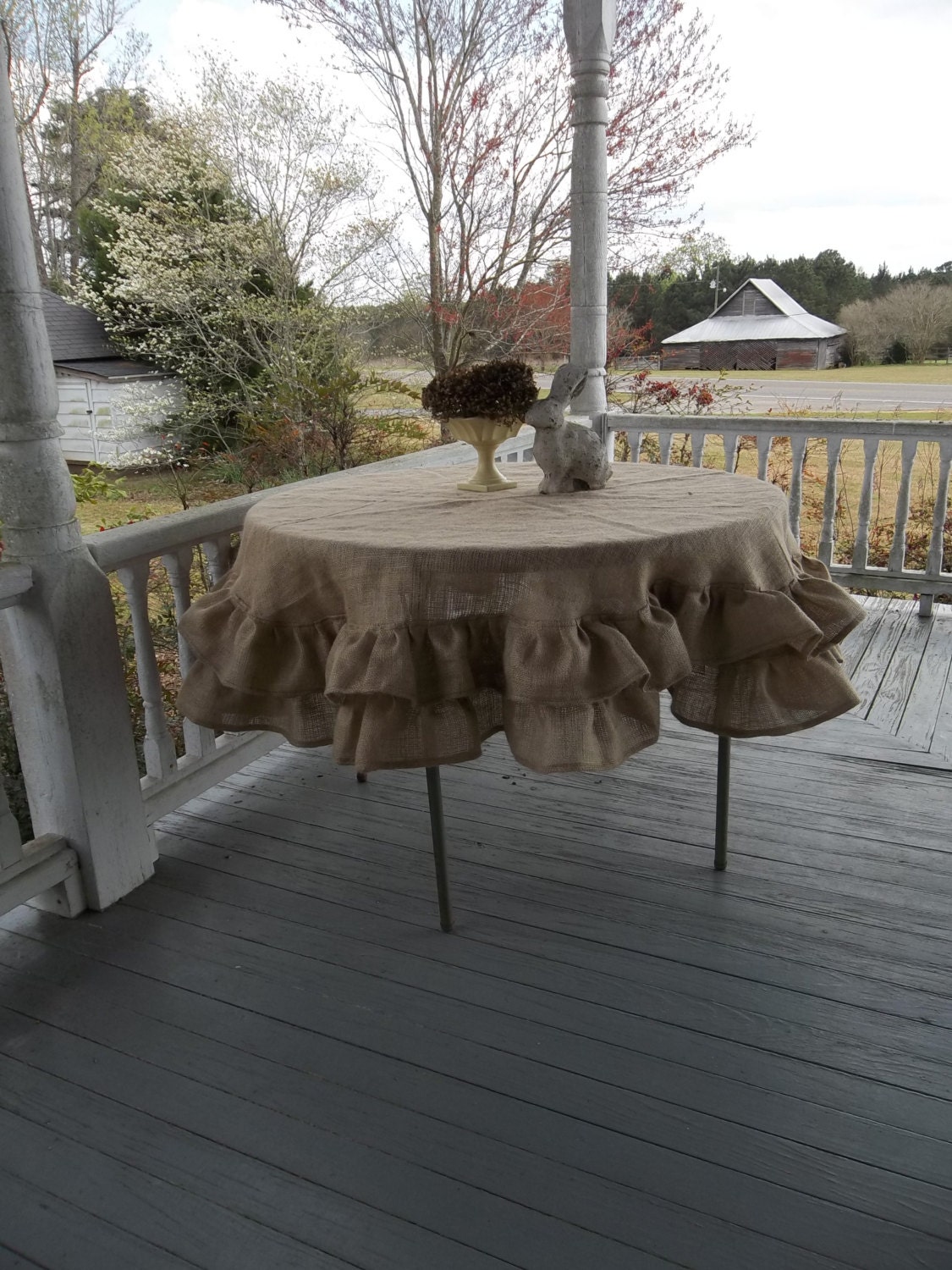 Multi Ruffled Burlap Tablecloth 70 Round Table Cloth Wedding Multi Ruffled Burlap Tablecloth 70 Round Table Cloth Wedding Decorations Decor Farmhouse French