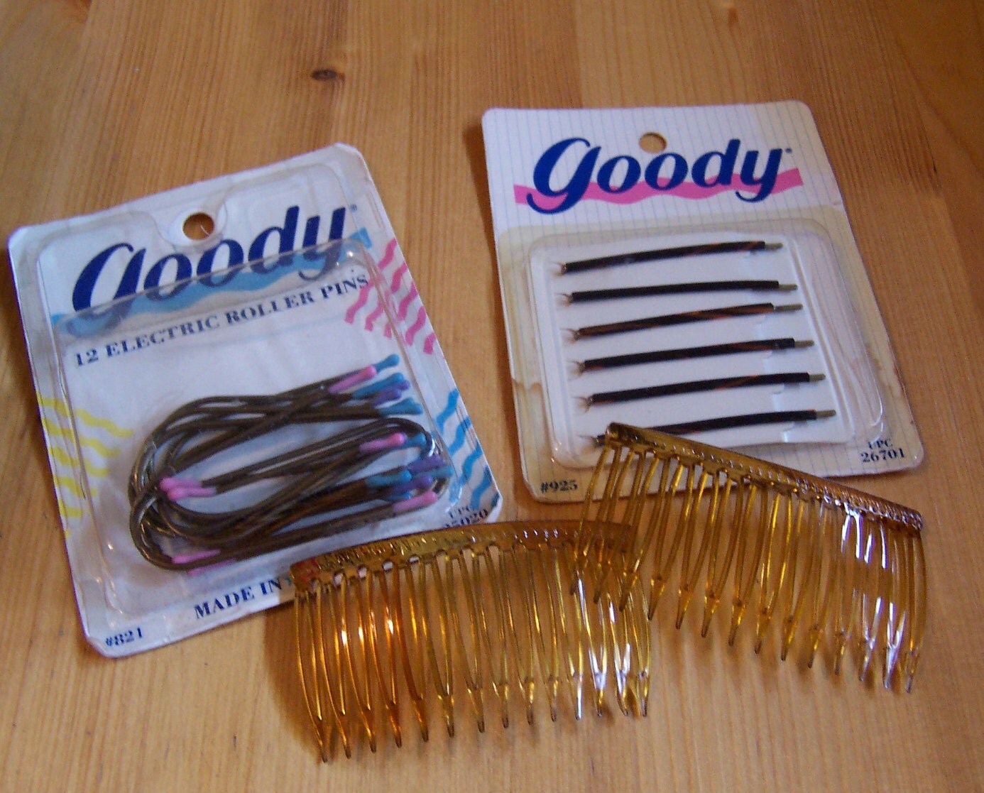 goody roller pins bob pins and plastic hair combs