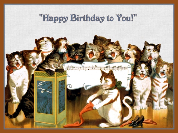 Group of Cats Singing Happy Birthday Refrigerator Magnet