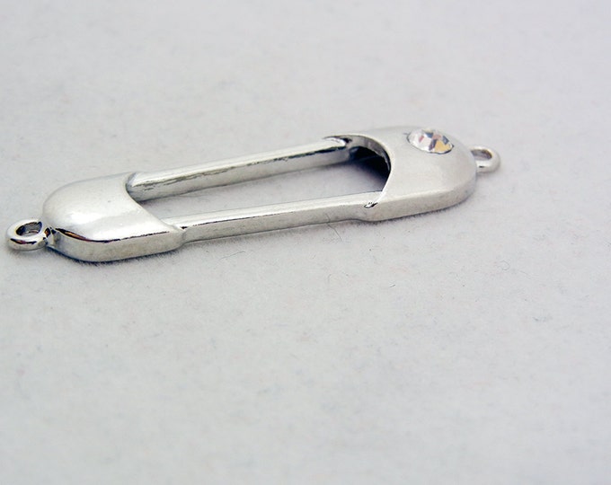 Silver-tone Safety Pin Connector Charm