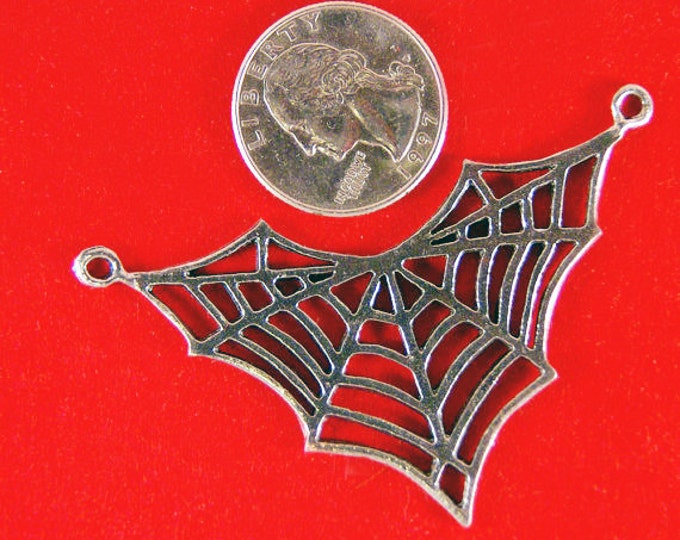 Pewter Spider Web Pendant Cut Out Double Link