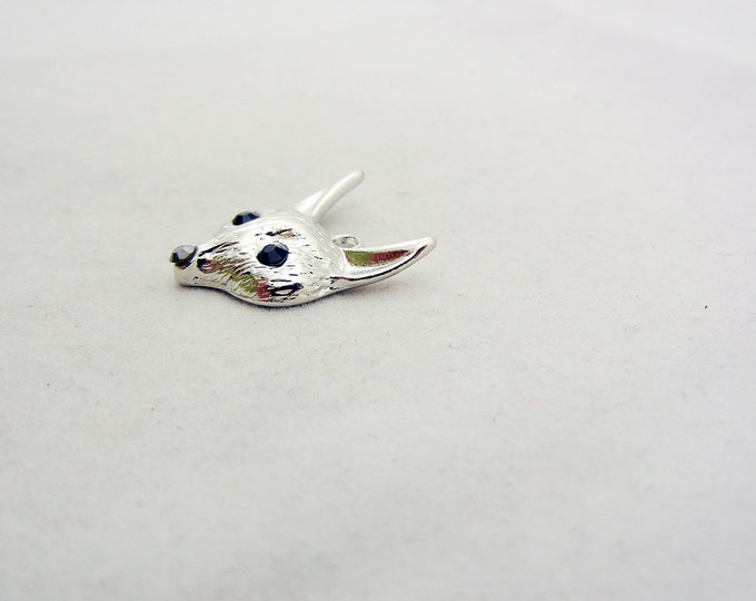 Silver-tone Textured Fox Head Charm