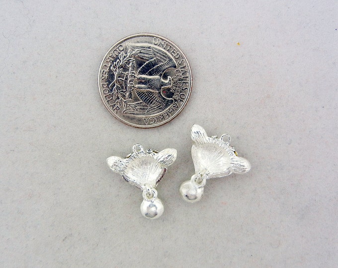 Pair of Rhinestone Fox Head Charms Silver-tone