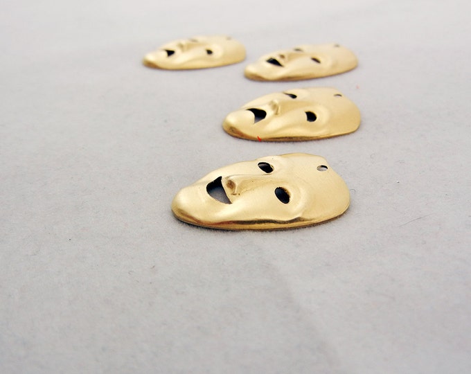 2 Pairs of Brass Comedy Tragedy Charms