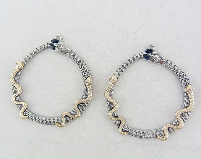 Pair of Two-tone Round Snake Charms