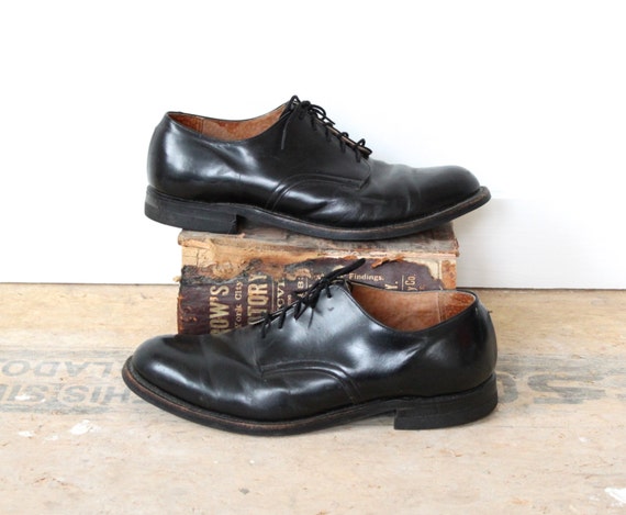 SALE / Vintage military shoes / Dress black oxfords / Men 8.5