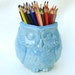 Owl Vase in Stoneware with Turquoise Blue Glaze