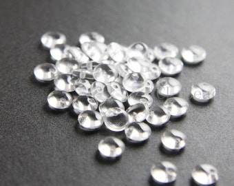 50pcs Czech Glass Beads - Lentils with One Hole- Crystal 6mm (0003) (L-134)